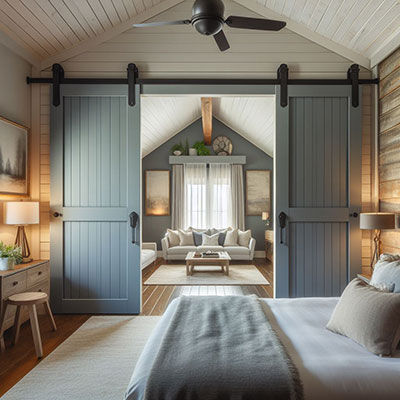 Sliding Barn Door in Primary Bedroom